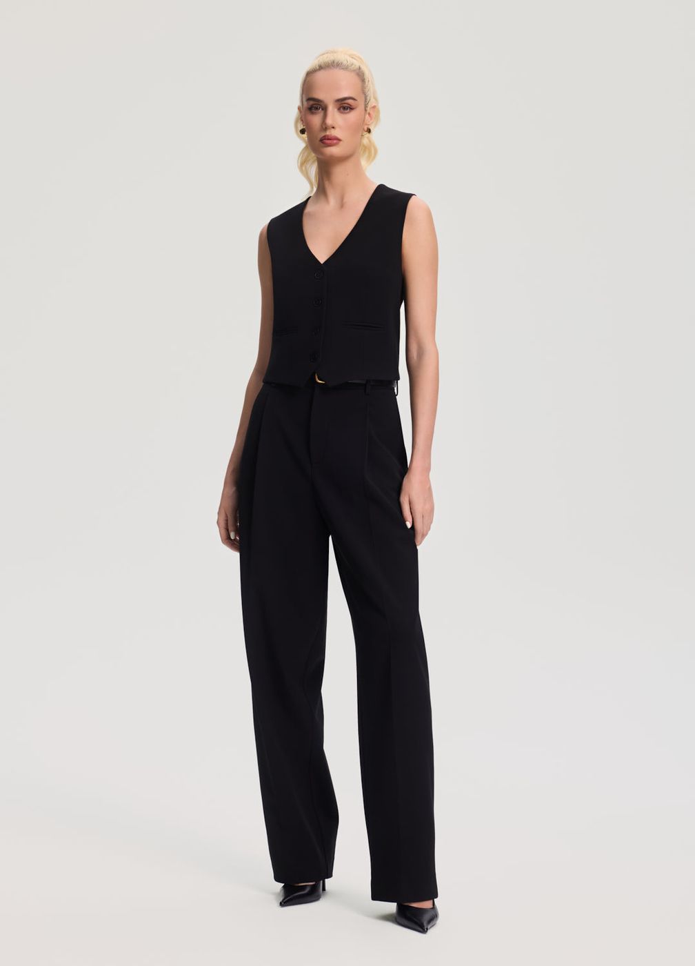 Tailored Waistcoat in Black, front view