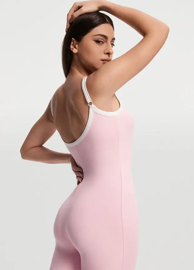 Thin Strap Onesie in Ballet Pink, front view