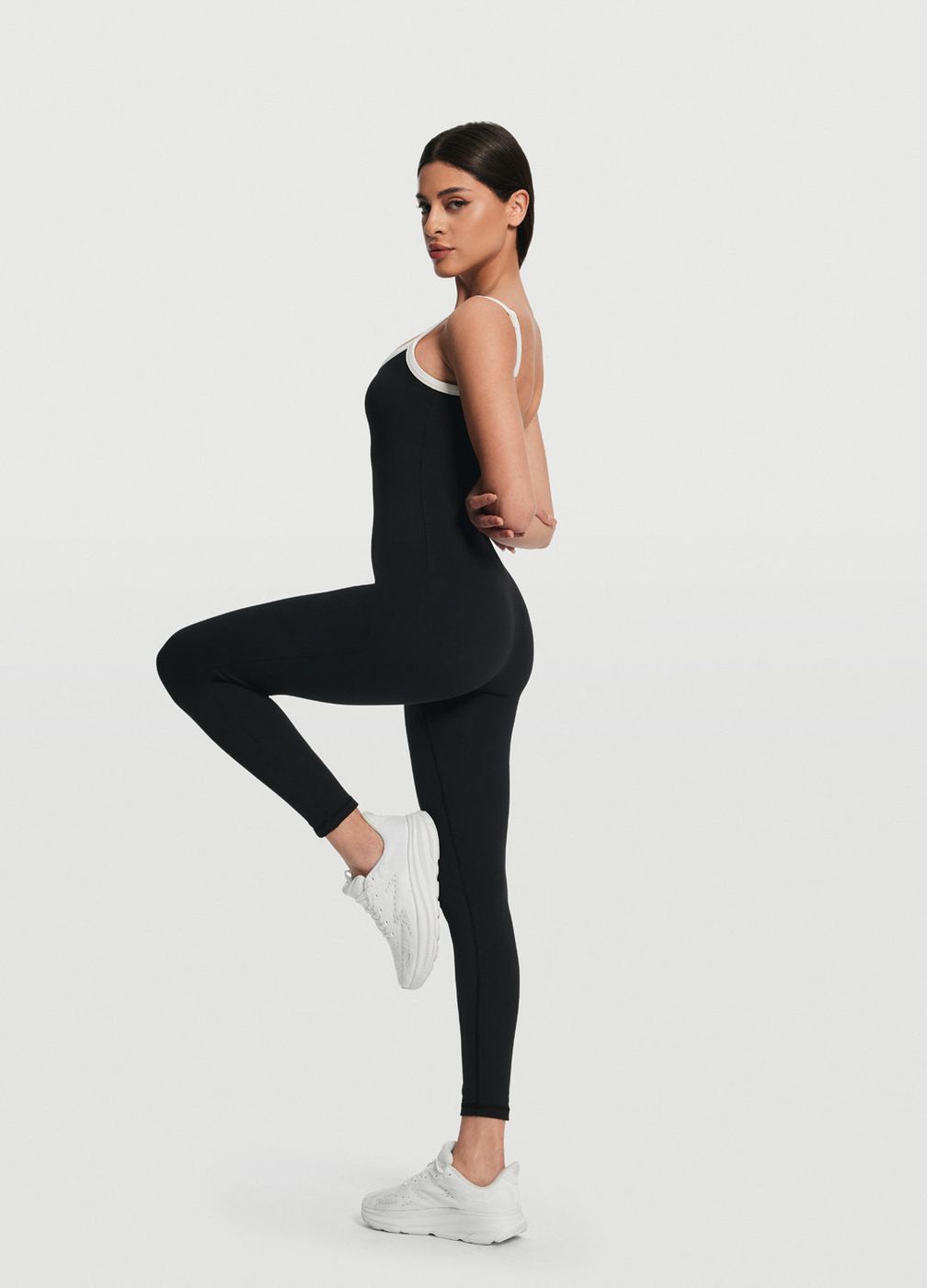Thin Strap Onesie in Black, detail