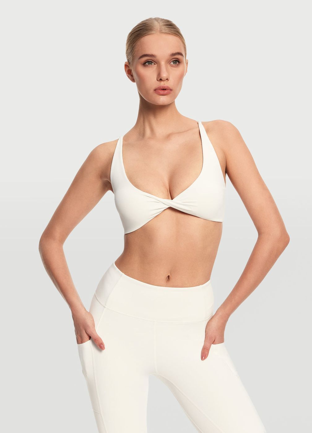 Twist Front Top in White, second view