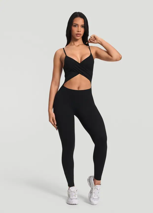 Twist Jumpsuit in Black, front view
