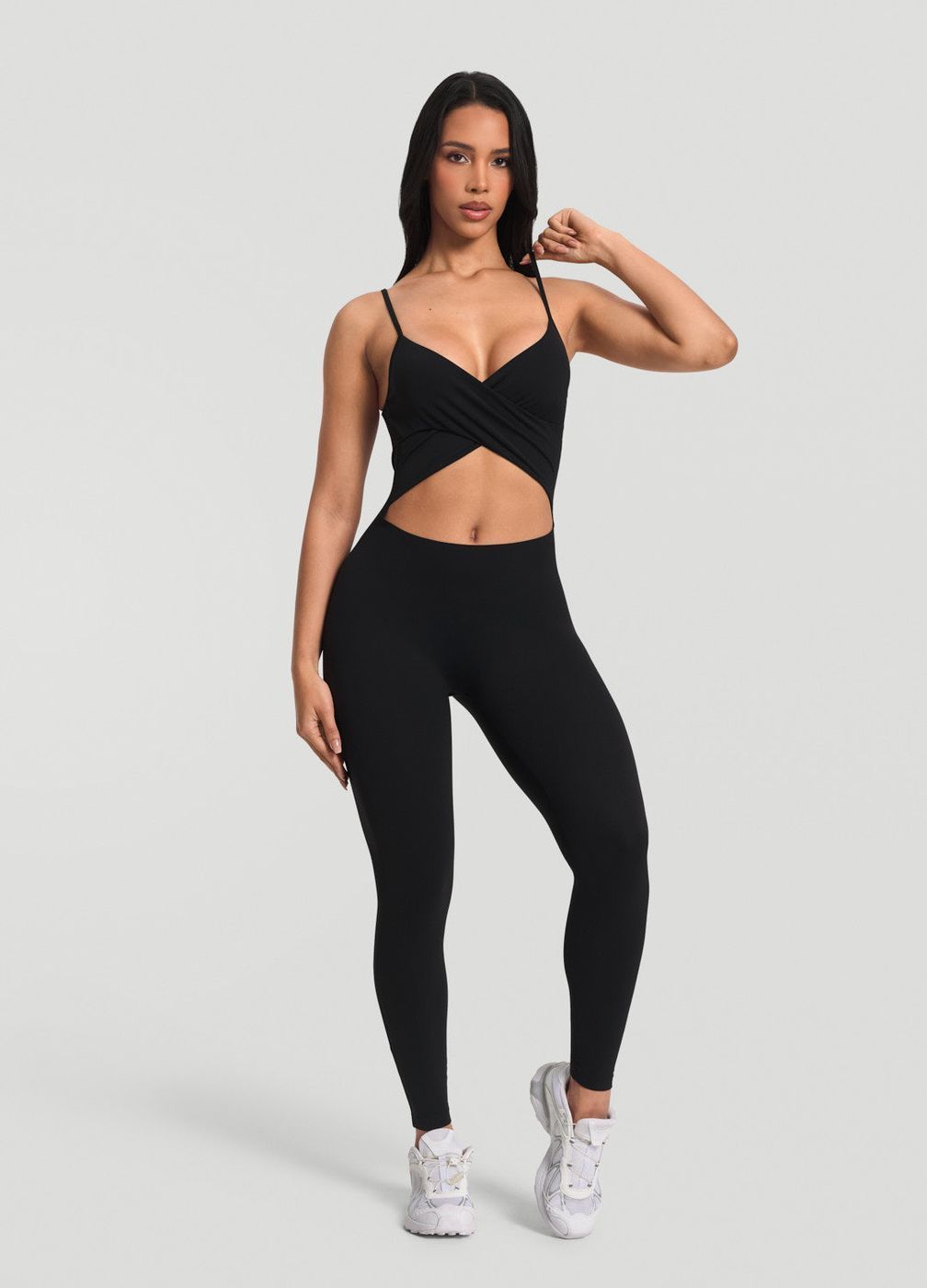Twist Jumpsuit in Black, front view
