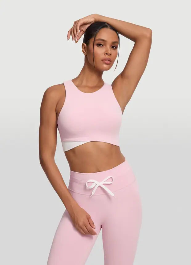 Two-tone Crop Top in Ballet Pink, front view