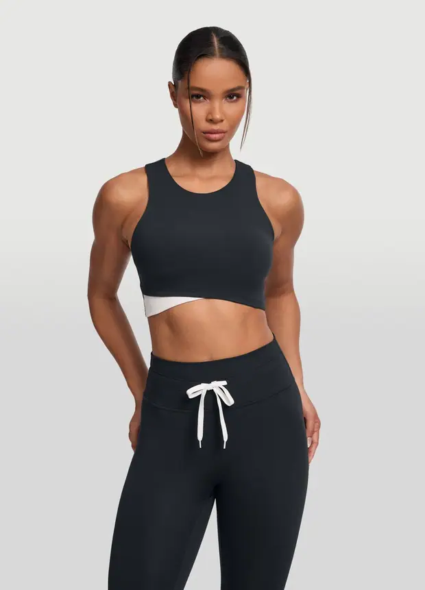 Two-tone Crop Top in Black, front view