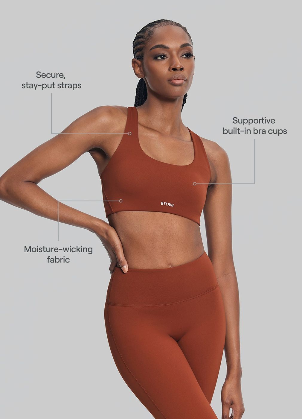 Ultimate Mesh Top in Rust Brown, second view