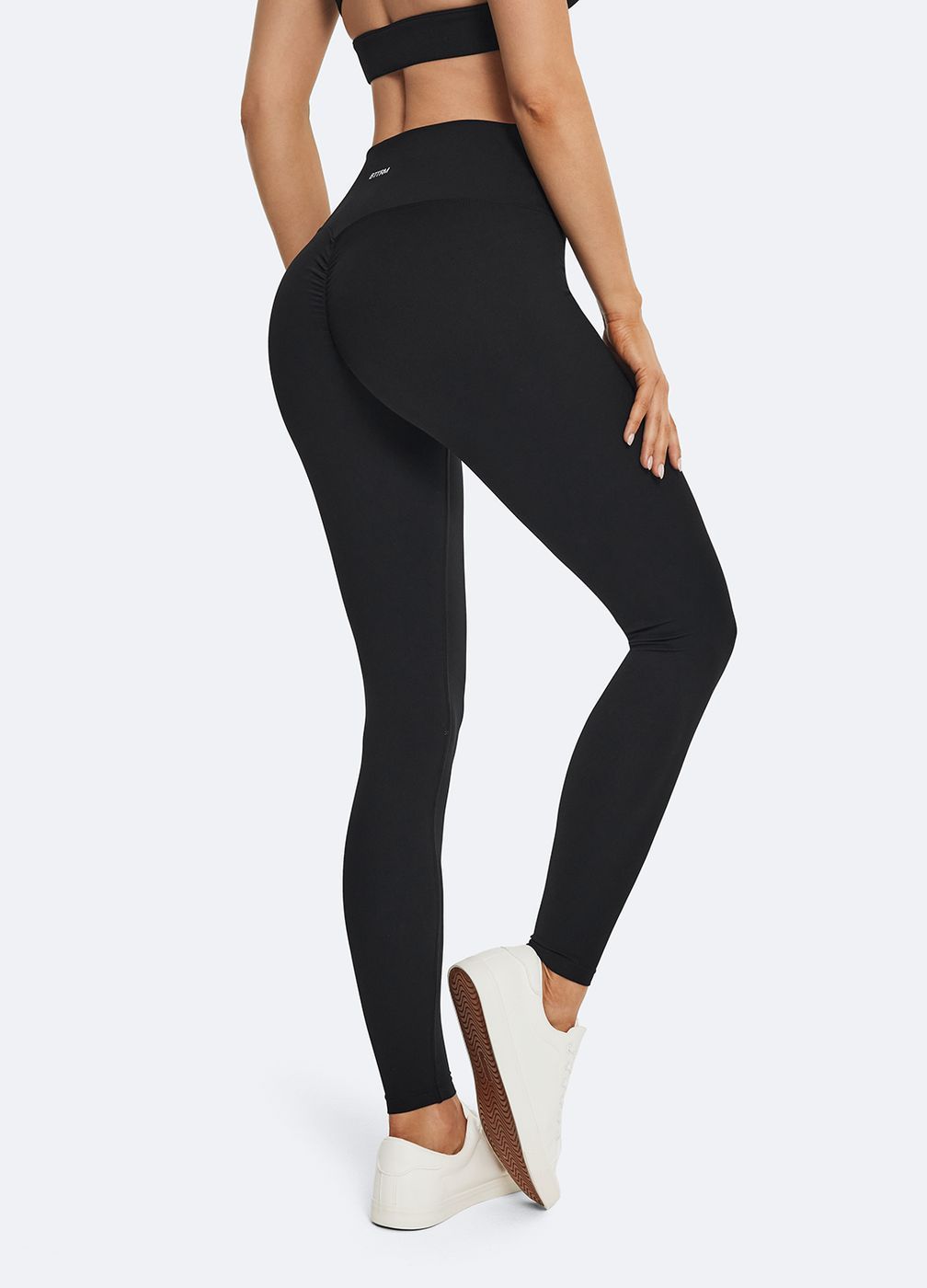 V-cut Scrunch Leggings in Black, second view