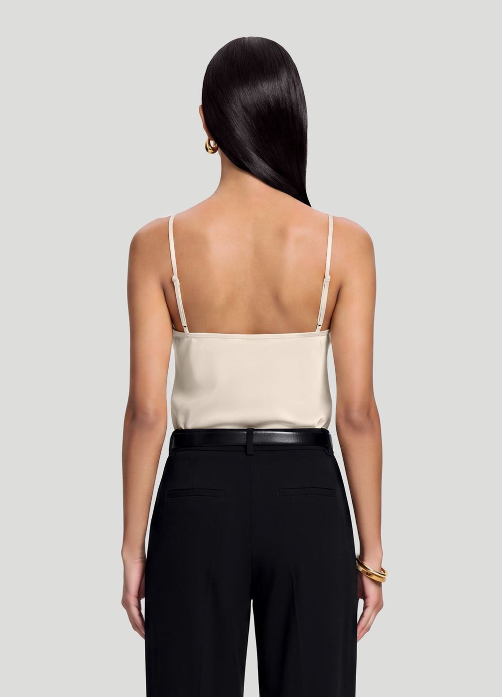 V-neck Satin Cami Top in Ivory, detail