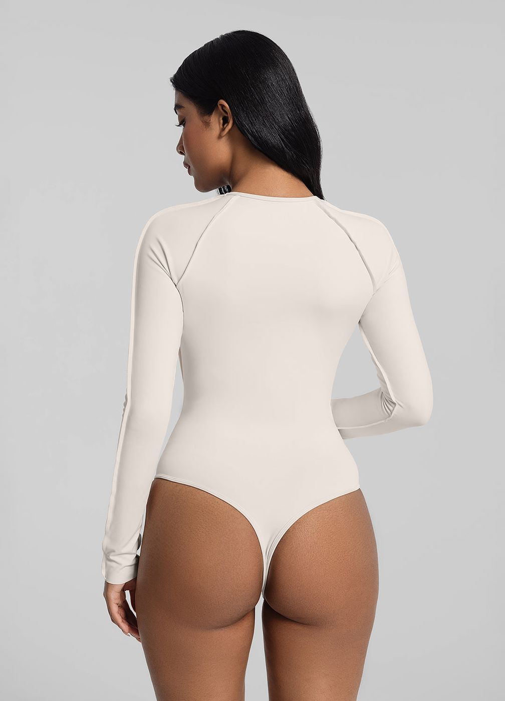 V-panel Mesh Bodysuit in Ivory, detail
