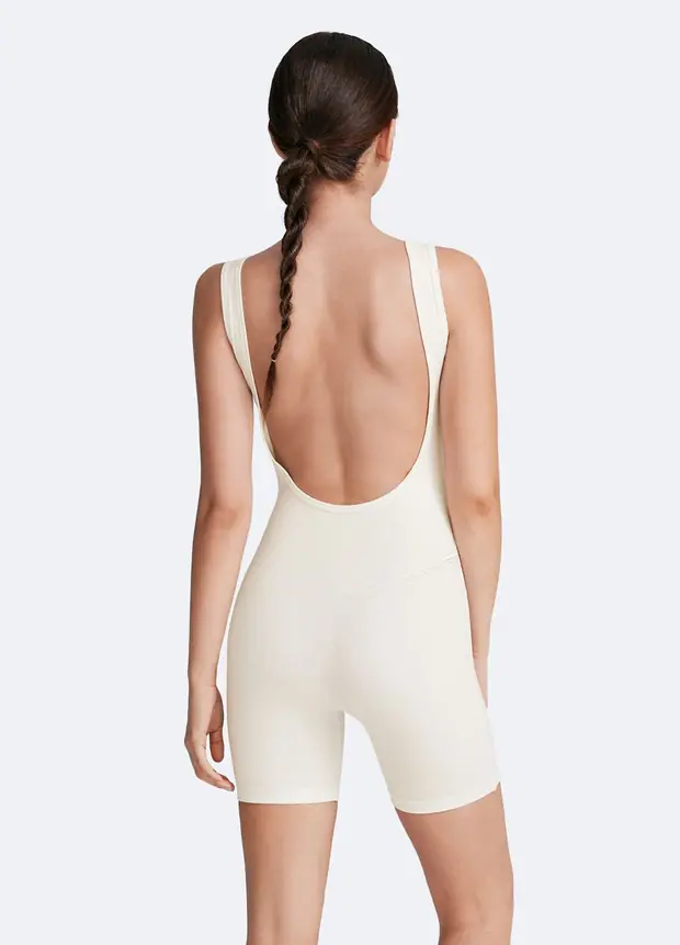 Waist-contouring Bodysuit in White, front view