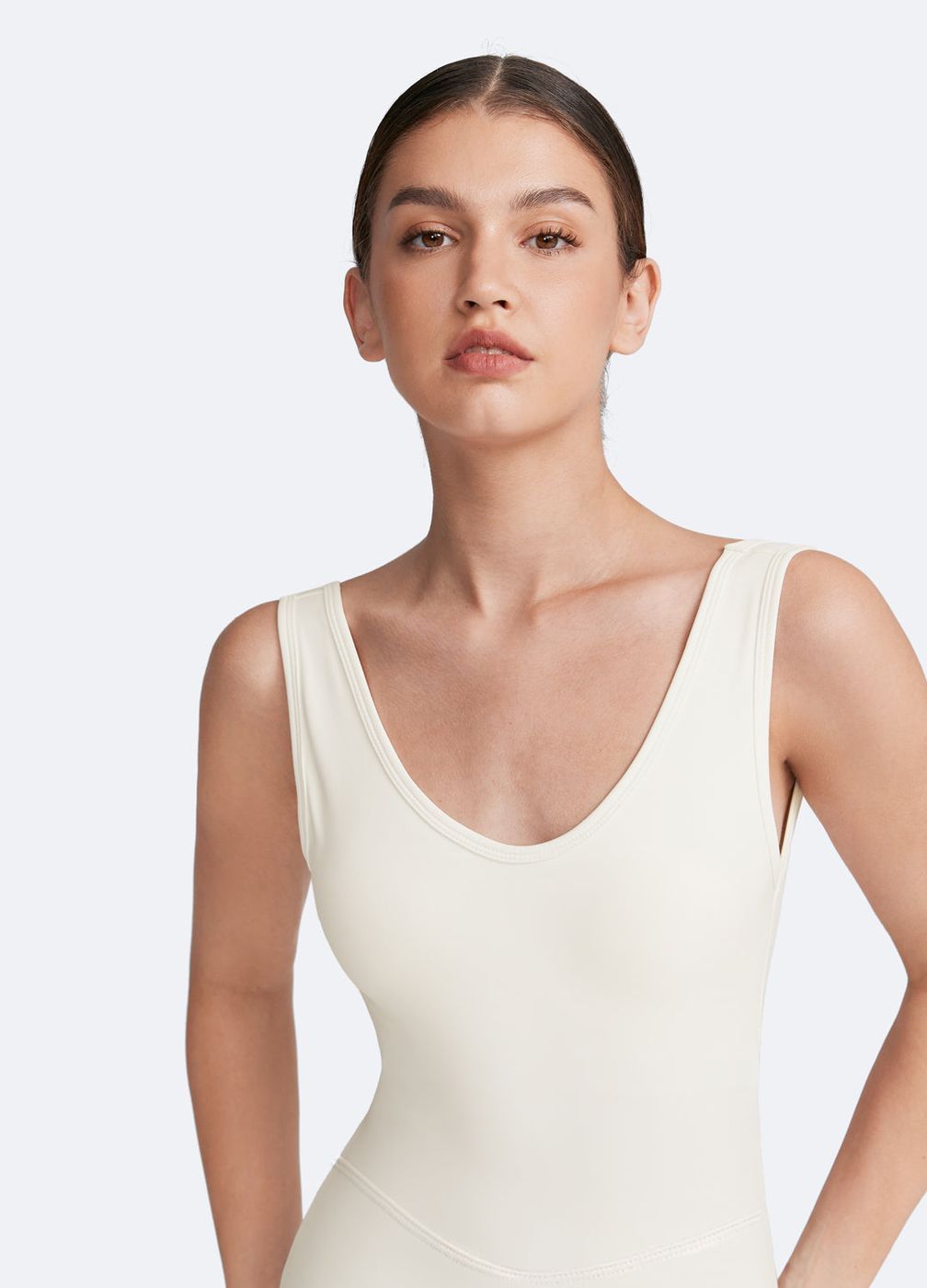 Waist-contouring Bodysuit in White, detail