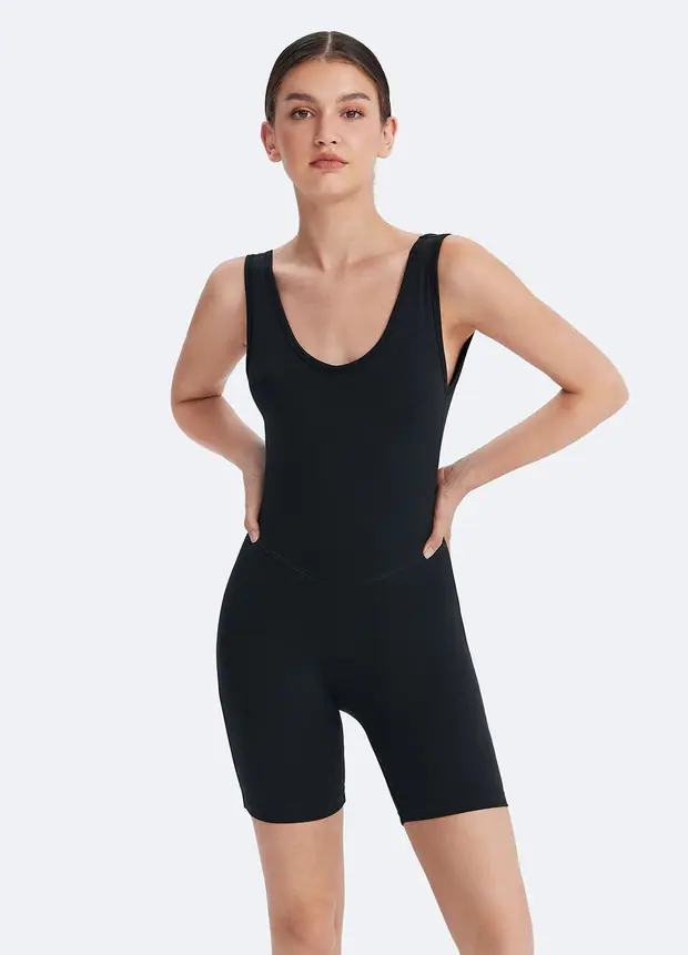 Waist-contouring Bodysuit in Inky Black, front view