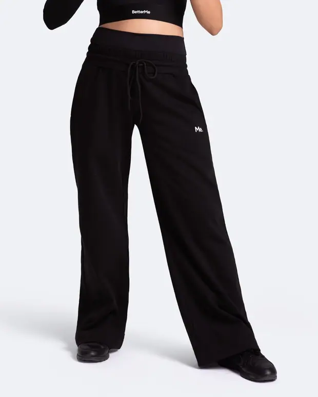 Wide Leg Pants in Black, front view