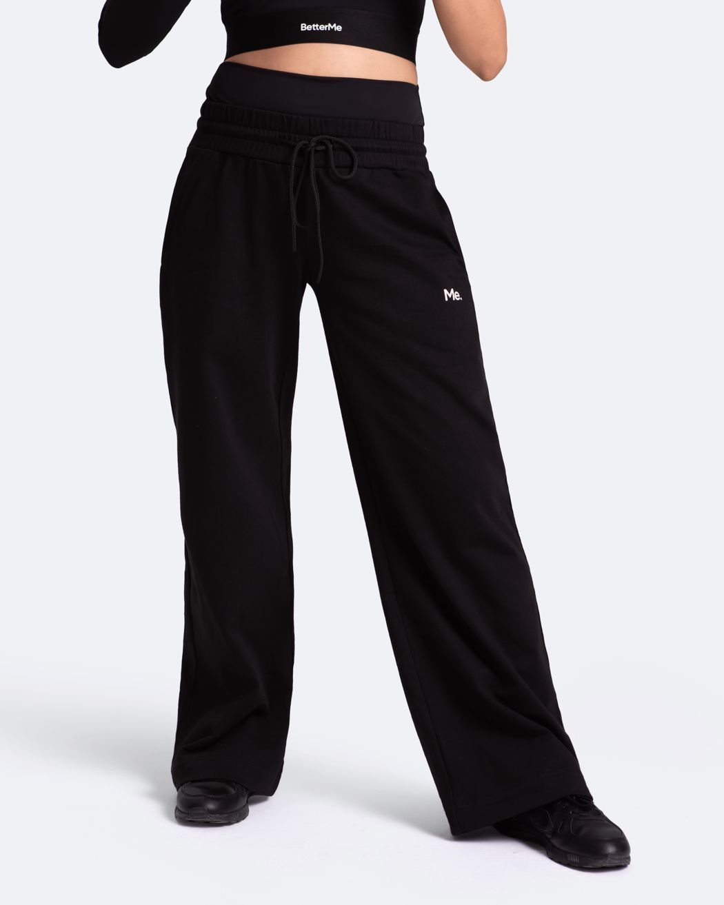 Wide Leg Pants in Black, front view