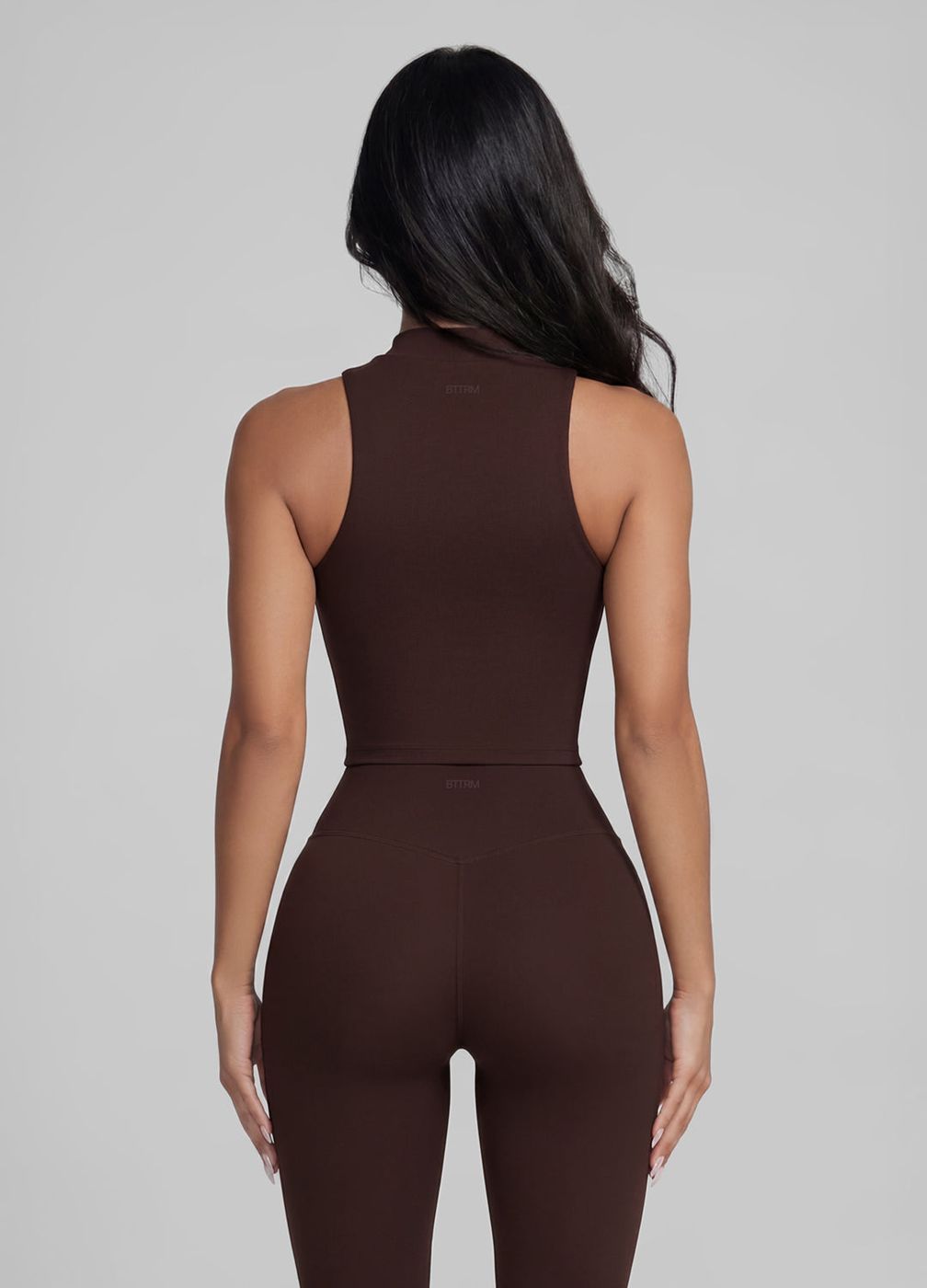 Zip Crop Vest in Chocolate, second view
