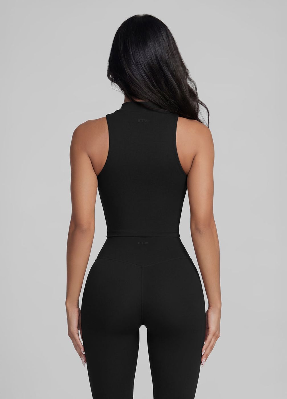 Zip Crop Vest in Black, second view
