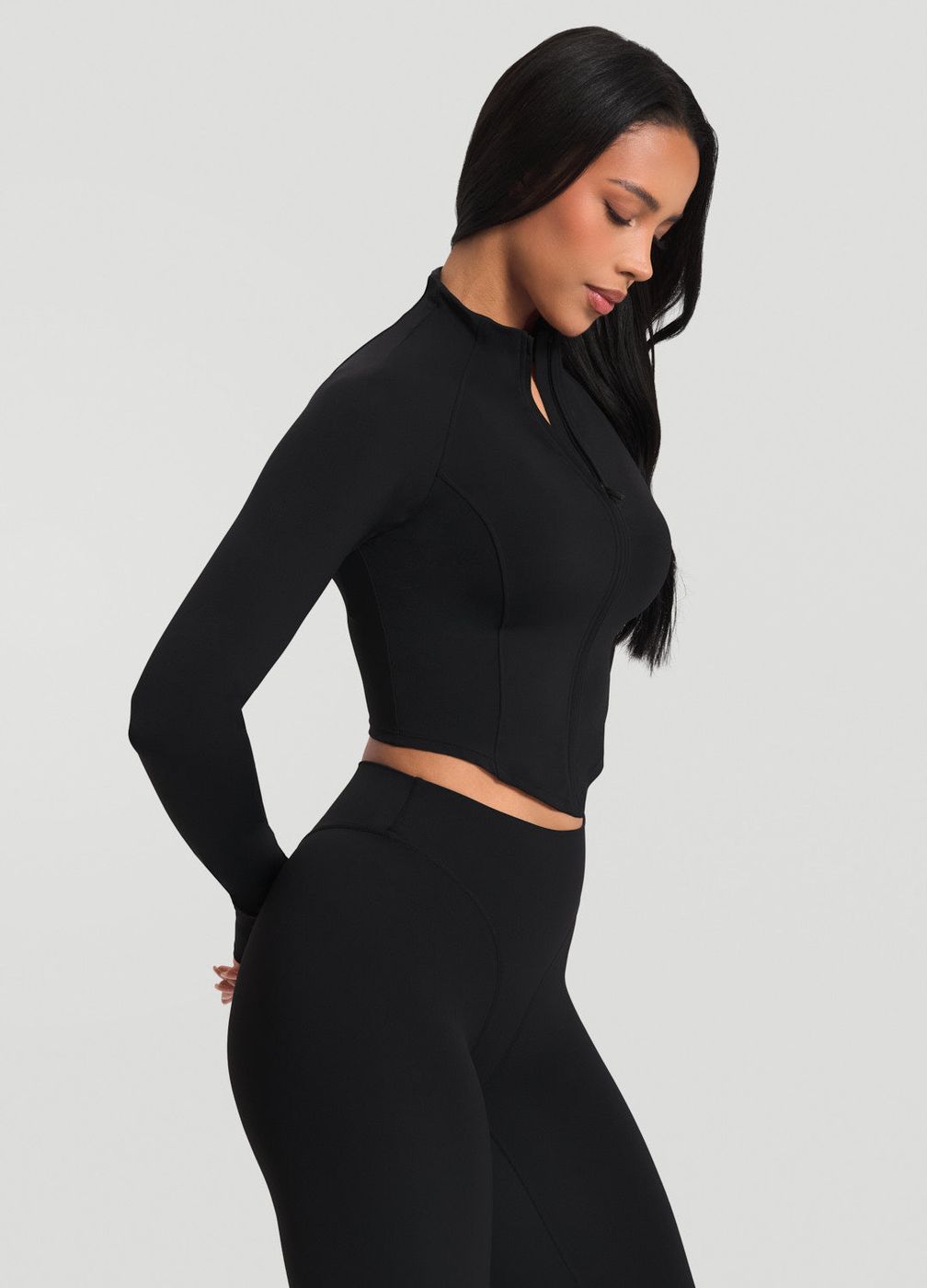 Zip Jacket in Black, detail