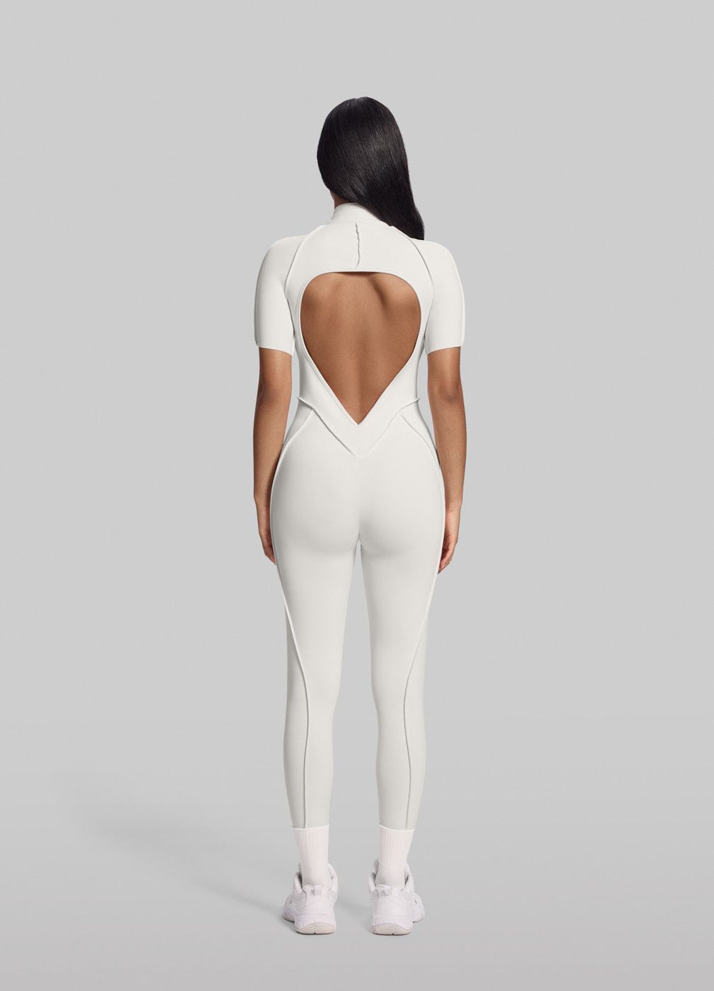 Strap placement across the shoulders, shown from behind